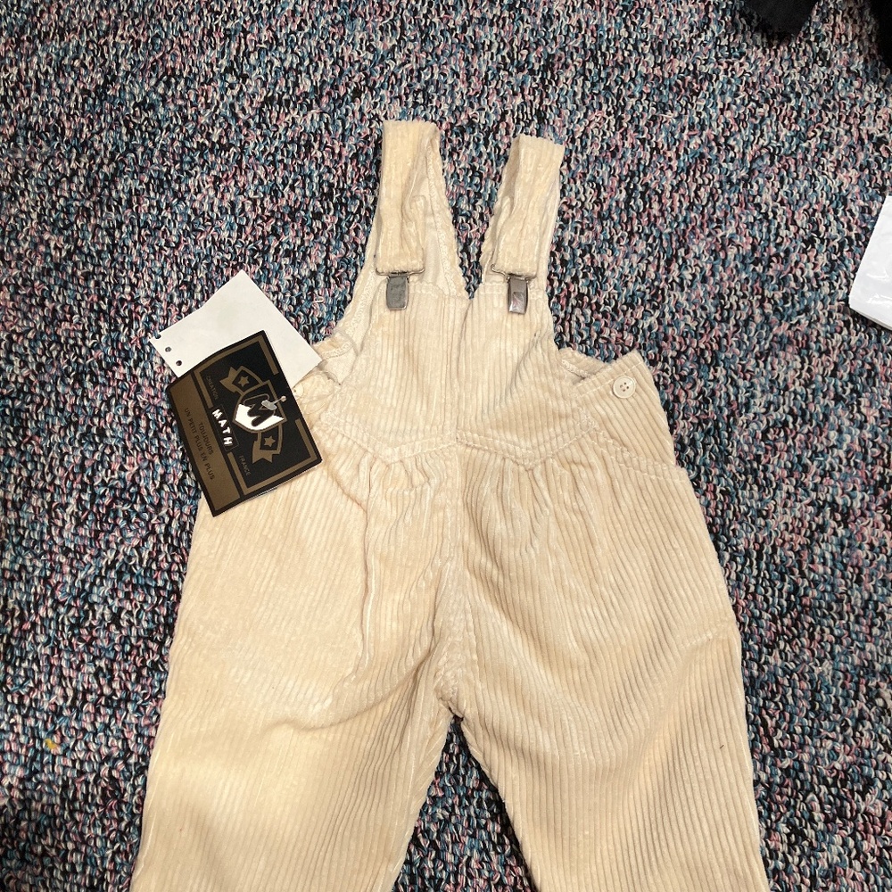 Cream Corduroy Kids Overalls